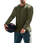 Herren langärmliges Henley-Shirt mit strukturiertem Stoff und praktischen Knopfdetails R&B