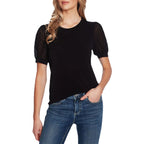 Damen modisches Freizeitshirt mit Puffärmeln und Struktur