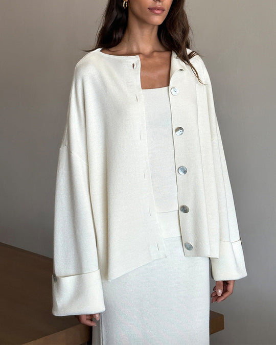 R&B | Gestricktes Langarm Strickjacke, Top und Rock Drei Teile Satz