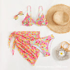 Damen Push-Up Bikini-Set mit floralem Wickelrock R&B