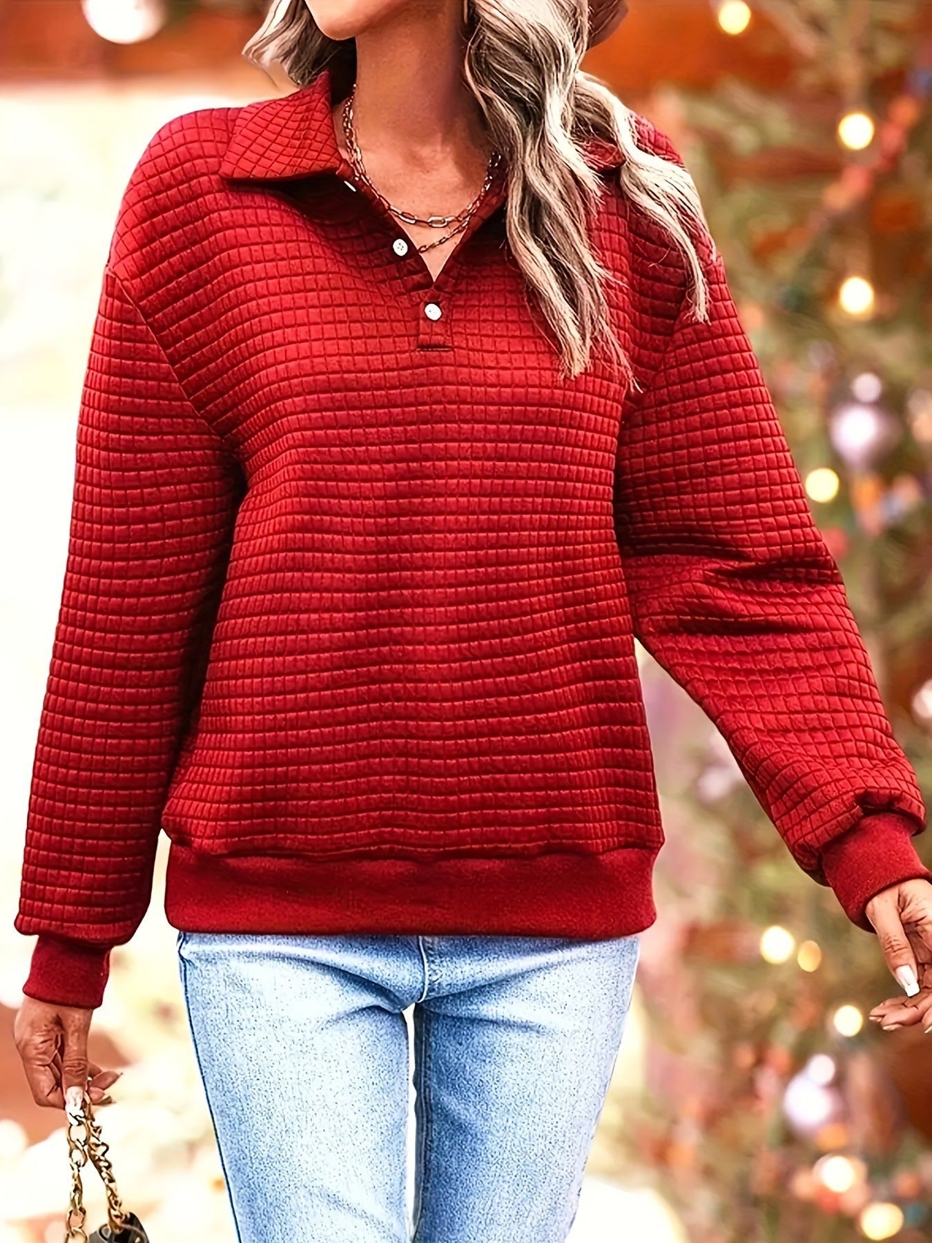 Damen lässiger Pullover mit strukturiertem Stoff R&B