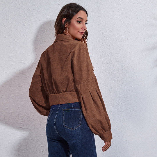 Damen Trendige Blousonjacke mit weiten Ärmeln und Rippstrickdetails R&B