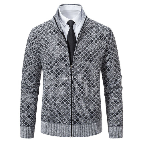 Herren Modische Strickjacke mit hochwertigem Zopfmuster und Reißverschluss R&B