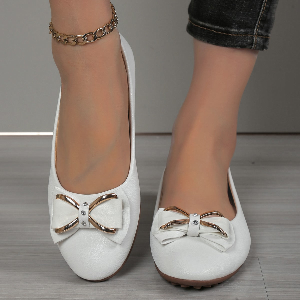 Damen Ballerinas mit funkelnder Schleifenapplikation und rutschfester Sohle R&B