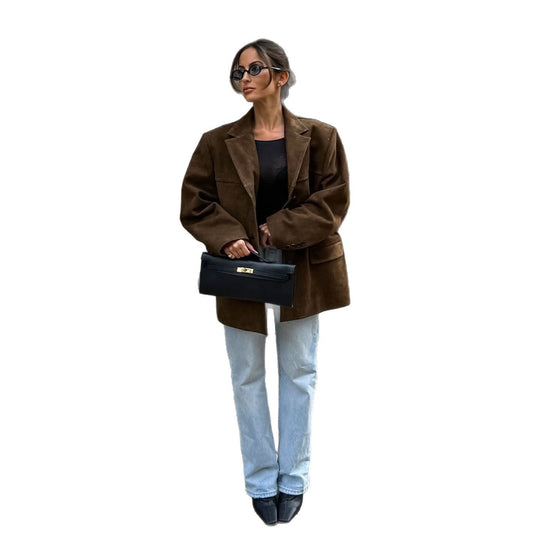 Damen elegante Wildlederjacke im modernen Schnitt R&B