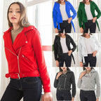 Damen edgy und stilvolle Bikerjacke mit Reißverschluss und praktischen Taschen