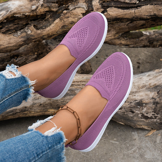 Damen Atmungsaktive Slip-On Freizeitschuhe mit komfortablem Absatz R&B