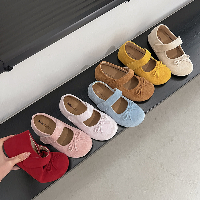 Damen Ballerinas mit praktischem Klettverschluss und verspieltem Schleifendetail EB