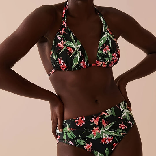 Damen Bunt gemusterter Triangel-Bikini R&B