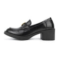 Damen modische Loafers mit elegantem Blockabsatz und dekorativem Schnallenakzent R&B