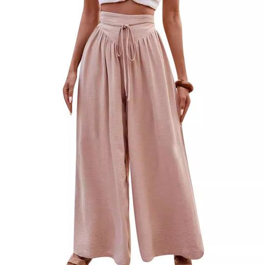 Damen Weite High-Waist-Hose mit elastischem Bund und praktischen Taschen R&B