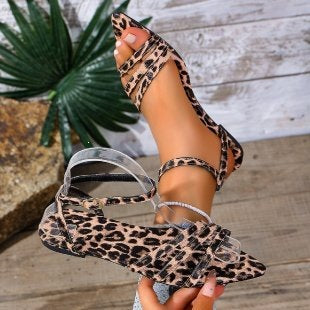 Damen flexible Riemchen-Sandalen mit animalischem Muster R&B