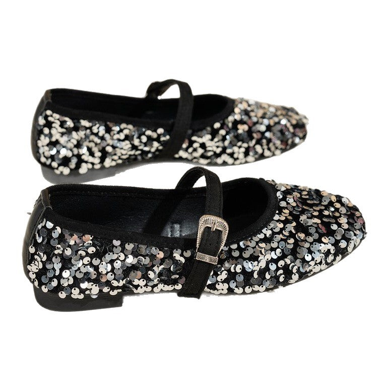 Damen Glitzernde Ballerinas mit verstellbarem Riemchen R&B