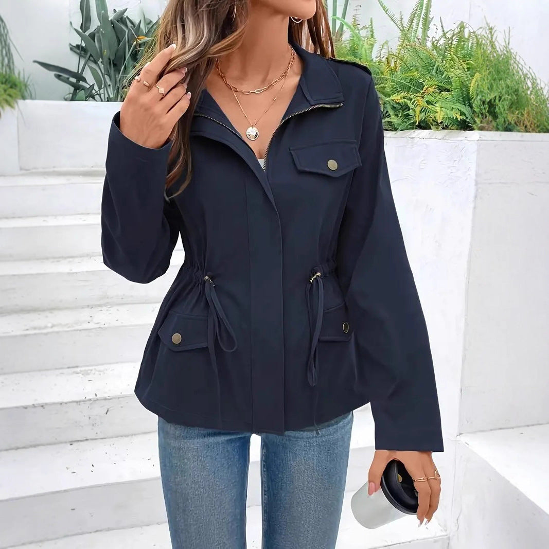 Damen Übergangsjacke mit verstellbarem Taillenzug und praktischen Taschen R&B