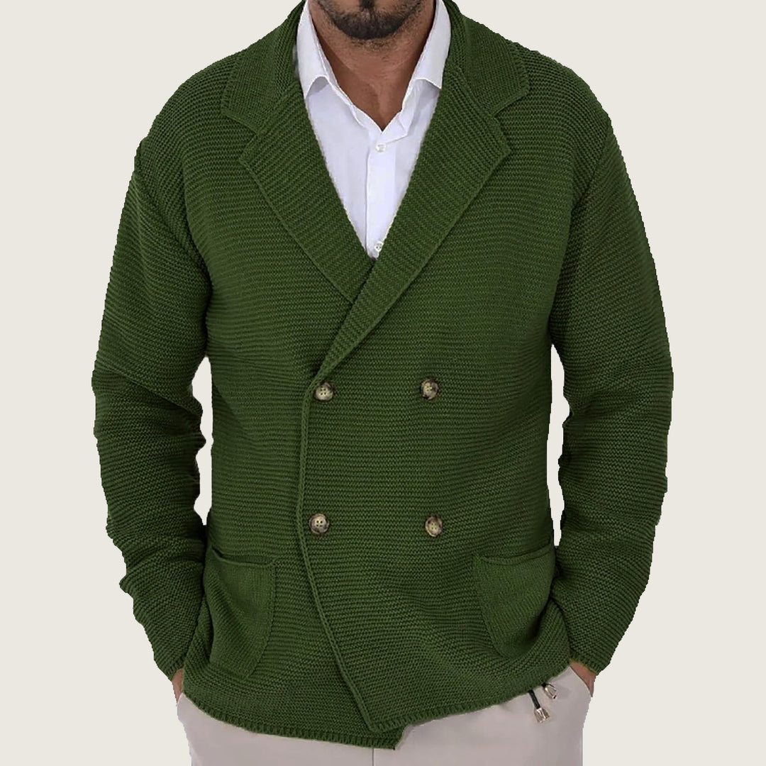 Herren Strickjacke mit doppelter Knopfleiste und modernen Taschen R&B