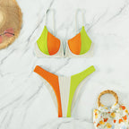 Damen Triangel-Bikini mit modernem Farbblockdesign und verstellbaren Trägern R&B