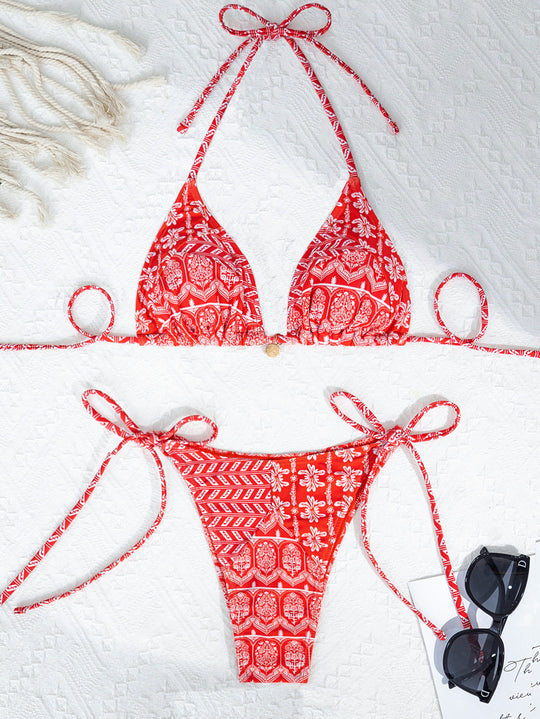 Damen Triangel-Bikini mit modischem Bindeband und strapazierfähigem Stoff R&B