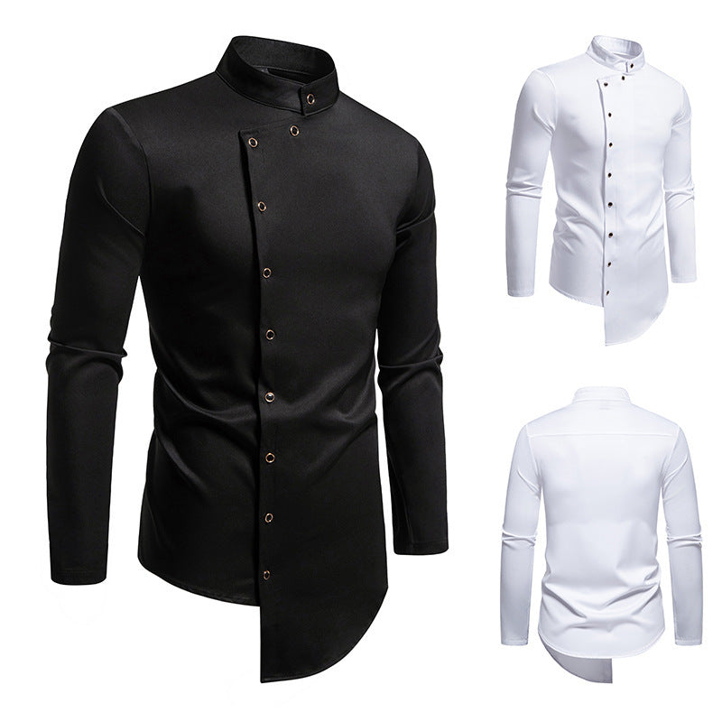 Herren modisches Hemd mit asymmetrischem Knopfdesign und elegantem Kragen R&B
