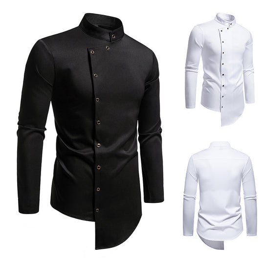 Herren modisches Hemd mit asymmetrischem Knopfdesign und elegantem Kragen R&B