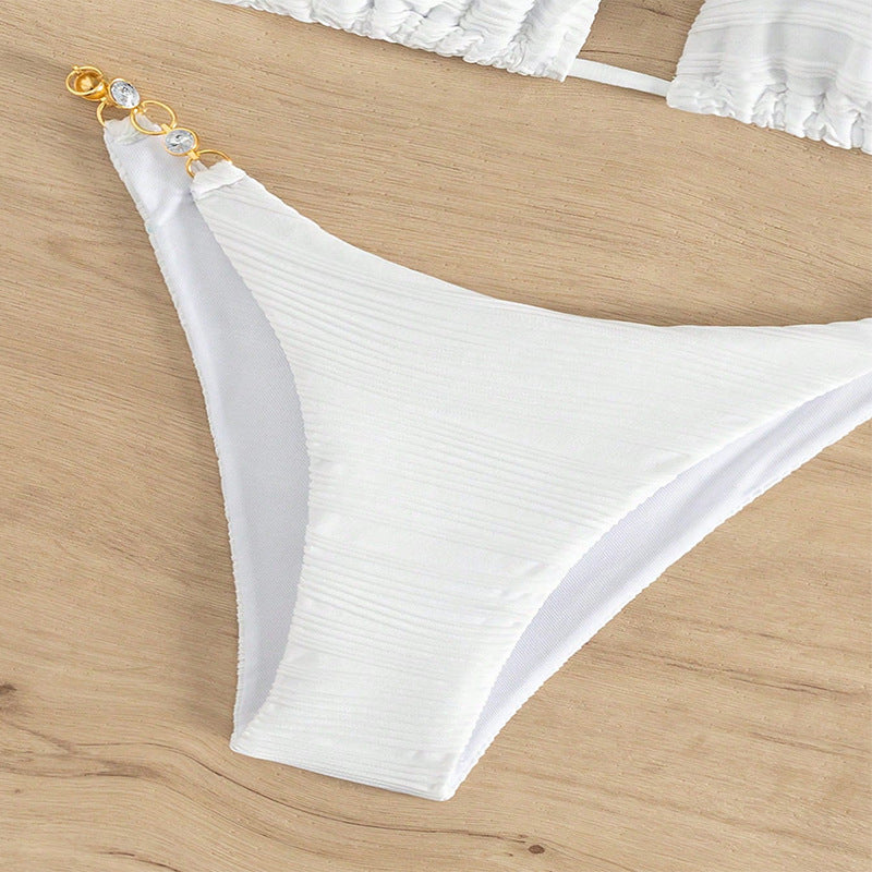 Damen Triangel-Bikini mit perlencDetails und stützender Raffung R&B