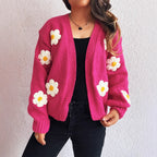 Damen Strickjacke mit floralem Design und lässiger Passform R&B