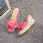 Damen Wedge-Pantoletten mit kreativem Schleifen-Design und verstellbarem Riemen R&B