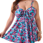 Damen Badekleid mit floralem Design und verstellbaren Trägern R&B