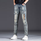 Herren Designer Slim Fit Jeans mit kreativen Reißverschlussdetails R&B