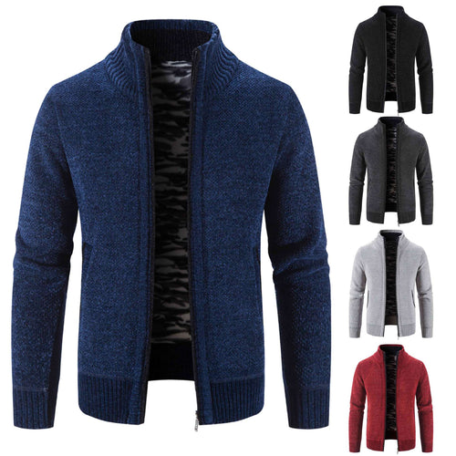 Herren Strickjacke mit hohem Kragen und praktischen Reißverschlusstaschen R&B