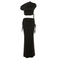 Damen Elegantes Wickelset mit asymmetrischem Oberteil und körperbetontem Rock R&B
