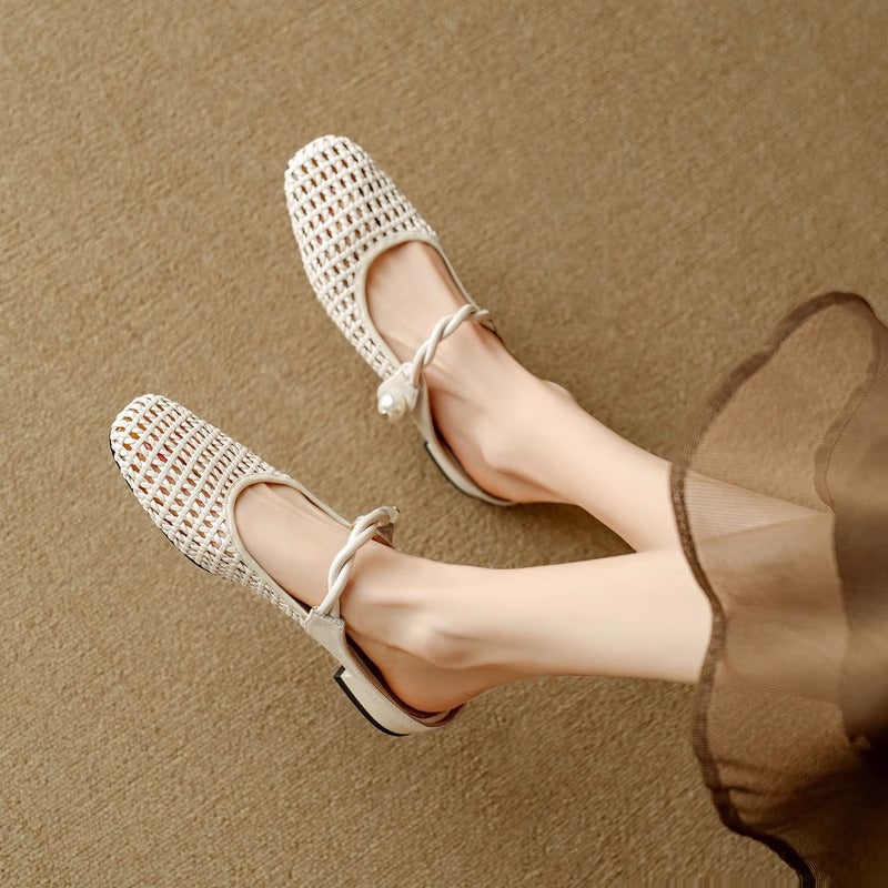 Damen Ballerinas mit elegantem Netzdesign und stylischem Riemchen R&B