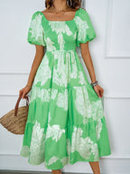 Damen Sommerkleid mit elegantem Puffärmel-Design und floralem Muster R&B