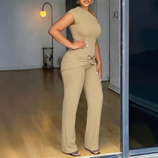 Damen Elegantes One-Shoulder Jumpsuit R&B