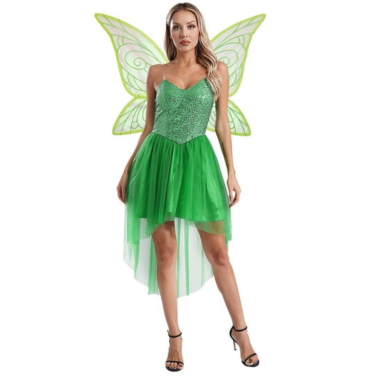 Damen Märchenhaftes Elfenkleid mit schimmernden Details und voluminösem Tüllsaum R&B