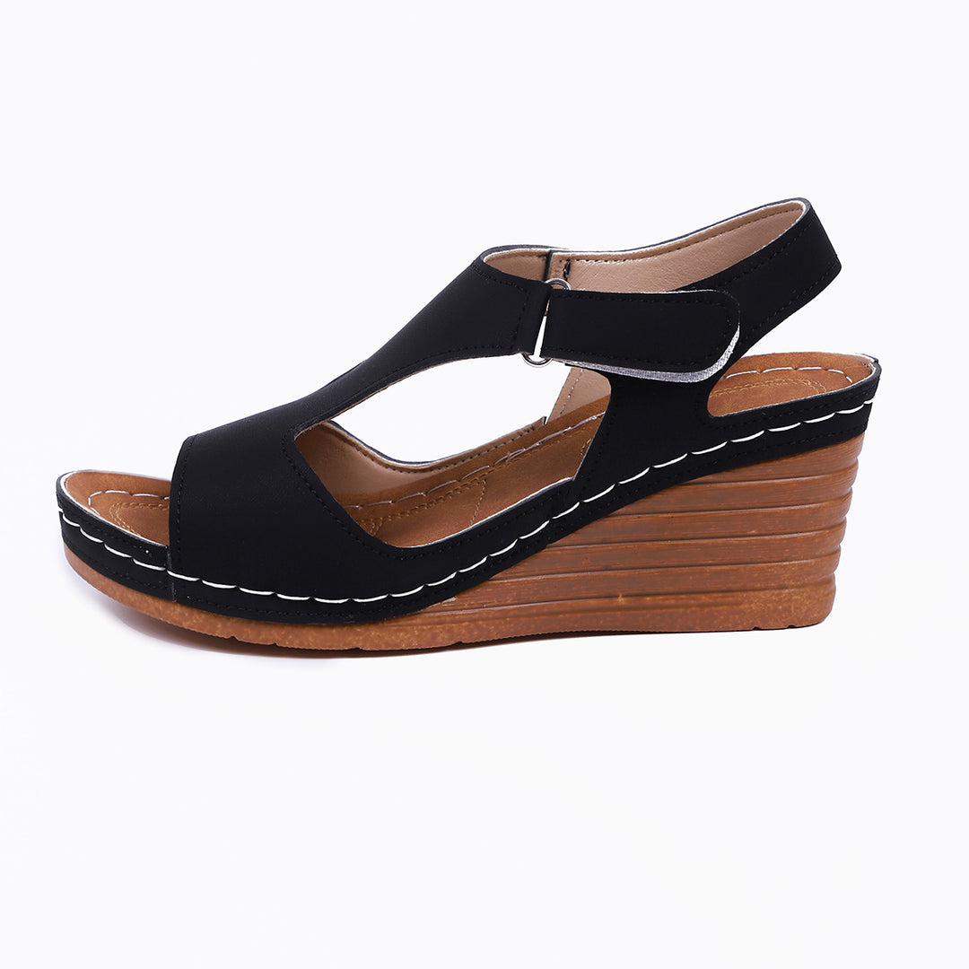 Damen Wedge-Pantoletten mit verstellbarem Riemen und rutschfester Sohle R&B