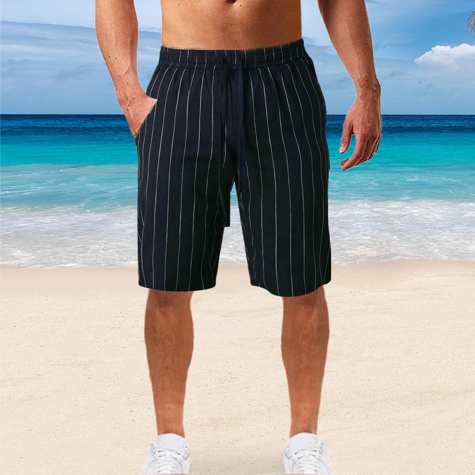 Herren komfortable Freizeithosen mit elastischem Bund und seitlichen Taschen R&B