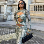 Damen Maxikleid mit transparenten Einsätzen und raffinierten Rüschendetails R&B