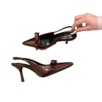 Damen elegante Slingback Pumps mit zarter Schleifenverzierung R&B