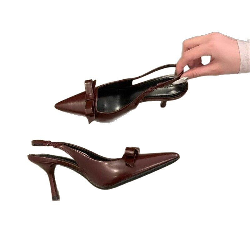 Damen elegante Slingback Pumps mit zarter Schleifenverzierung R&B