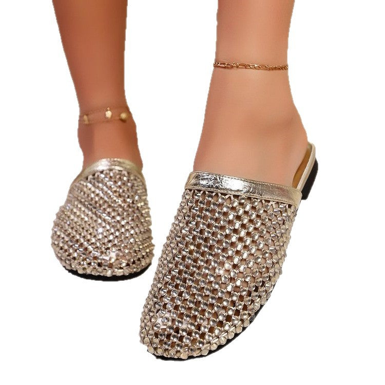 Damen Glamouröse Pantoletten mit Glitzerapplikationen R&B