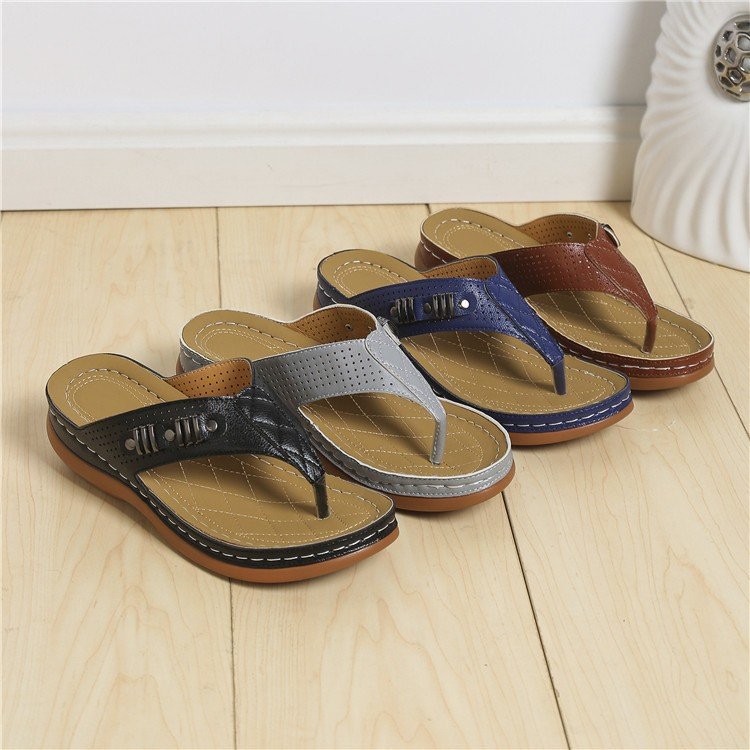 Damen Zehentrenner-Sandalen mit komfortablem Fußbett und modischem Riemendesign R&B