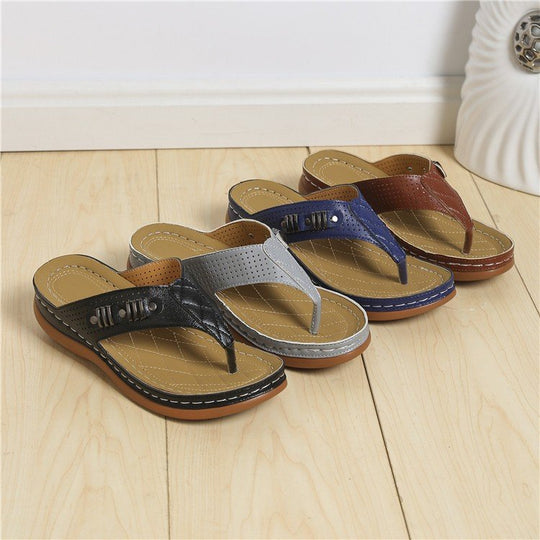 Damen Zehentrenner-Sandalen mit komfortablem Fußbett und modischem Riemendesign R&B