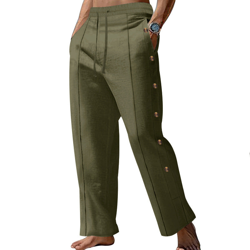 Herren elegante Sommerhose mit seitlichen Knöpfen R&B