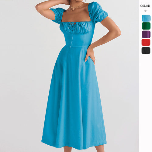 Damen Midi-Kleid mit gerafftem Oberkörper und ausgestelltem Rock R&B
