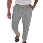 Herren lässige Leinenhose mit elastischem Bund und praktischen Seitentaschen R&B