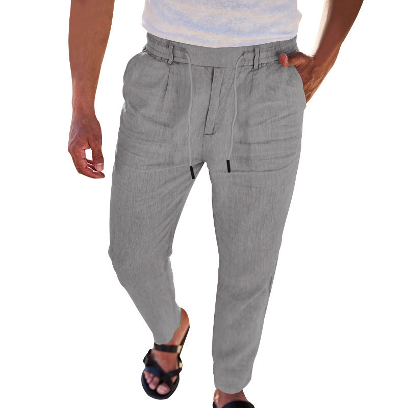 Herren lässige Leinenhose mit elastischem Bund und praktischen Seitentaschen R&B