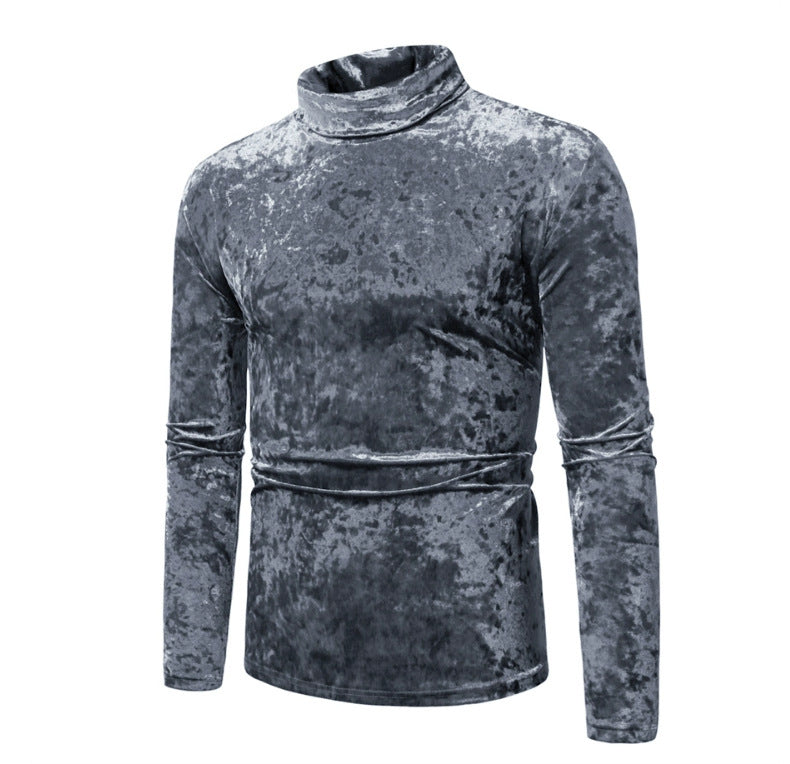 Herren eleganter Rollkragenpullover aus Samt R&B