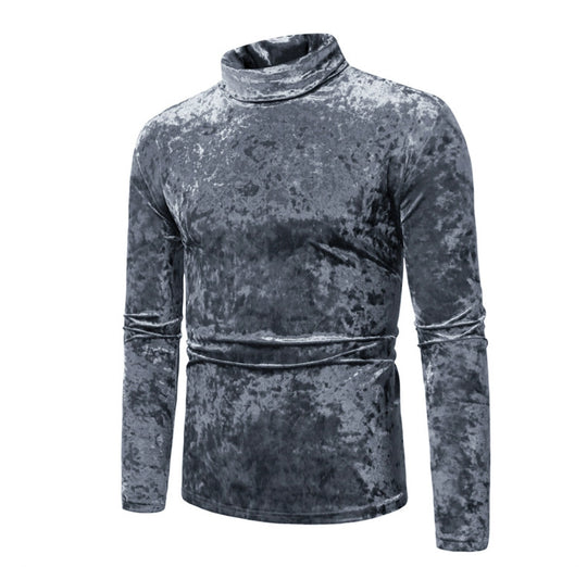 Herren eleganter Rollkragenpullover aus Samt R&B