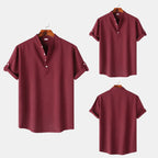 Herren Kurzarm-Hemd mit innovativem Henley-Kragen und lässigem Design