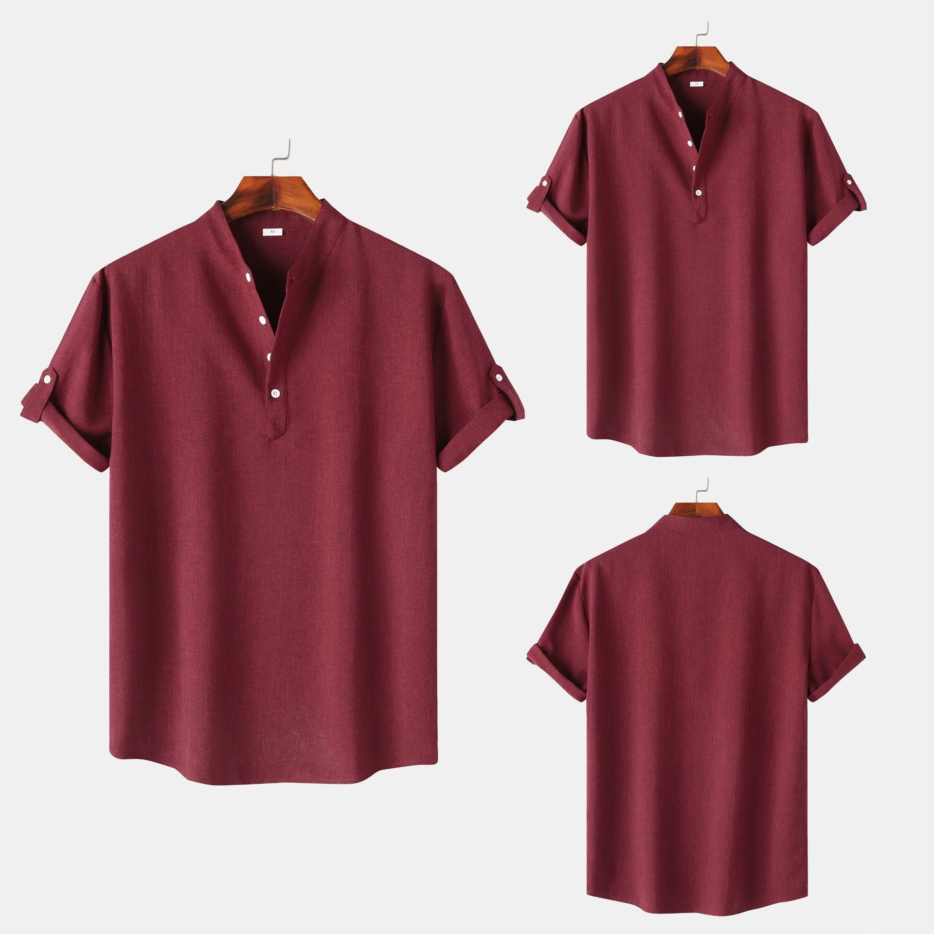 Herren Kurzarm-Hemd mit innovativem Henley-Kragen und lässigem Design